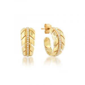 Jennifer Meyer Small Leaf Hoops with Diamonds