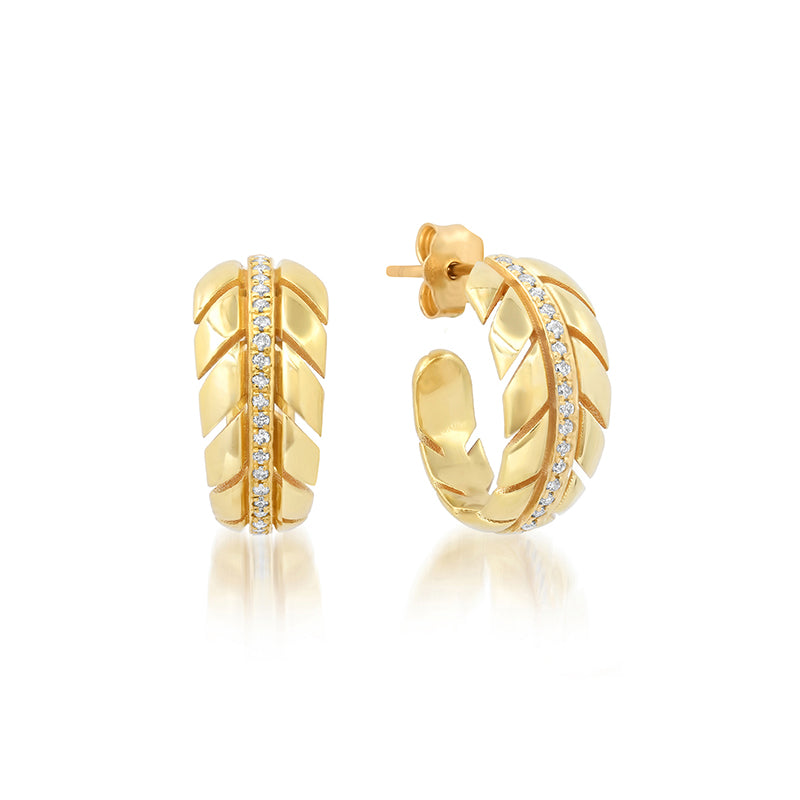 Jennifer Meyer Small Leaf Hoops with Diamonds