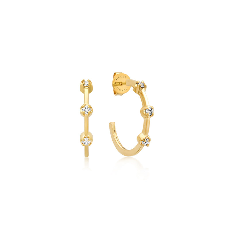 Jennifer Meyer Small Hoops with 3 Illusion Set Diamonds