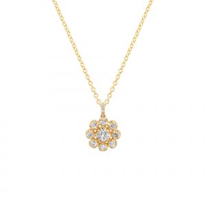 Jennifer Meyer Petite Statement Illusion Set Diamond Flower Pendant Necklace