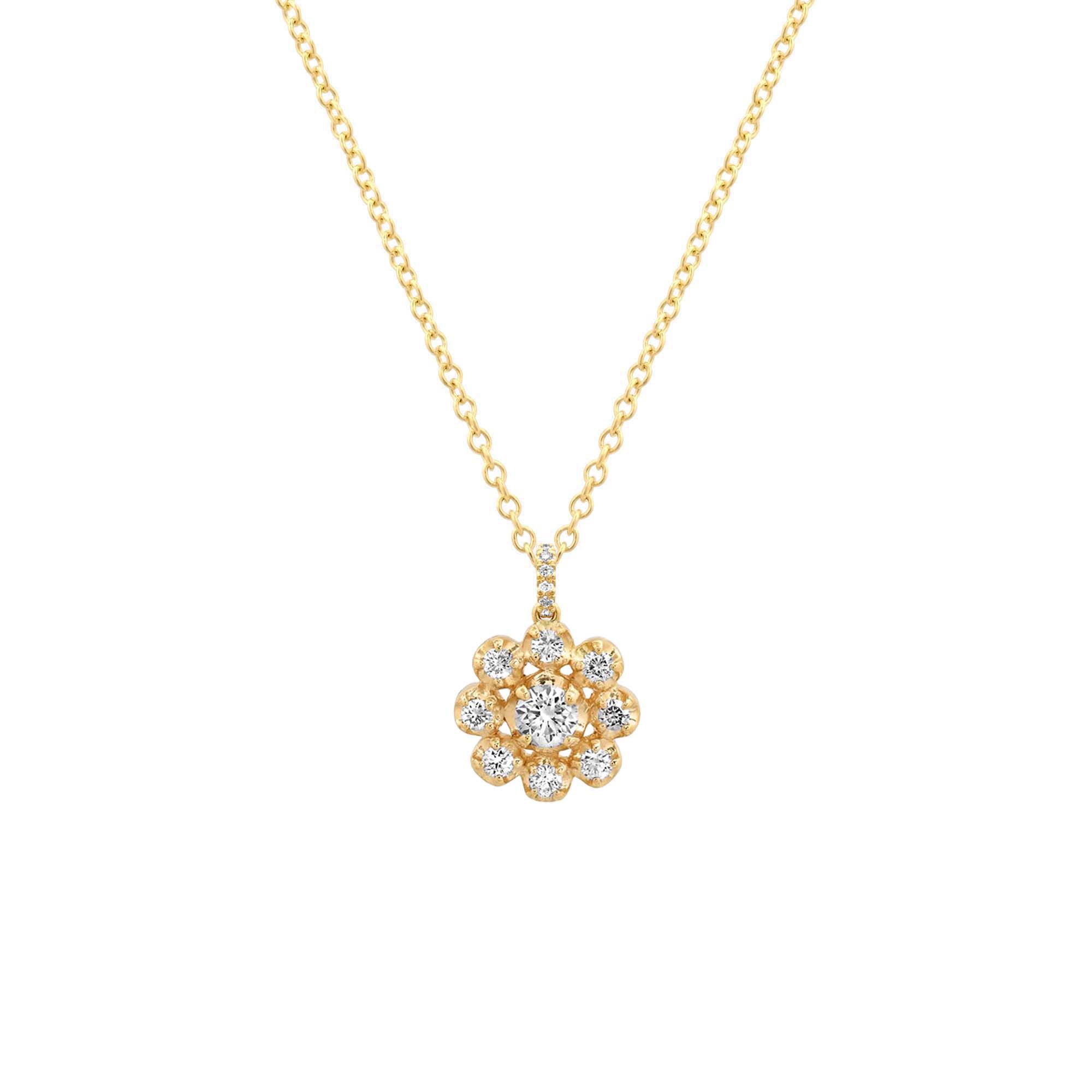 Jennifer Meyer Petite Statement Illusion Set Diamond Flower Pendant Necklace
