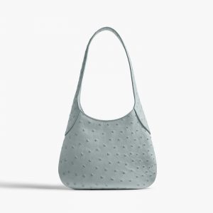 Khaite Small Joan Hobo in Frost Ostrich