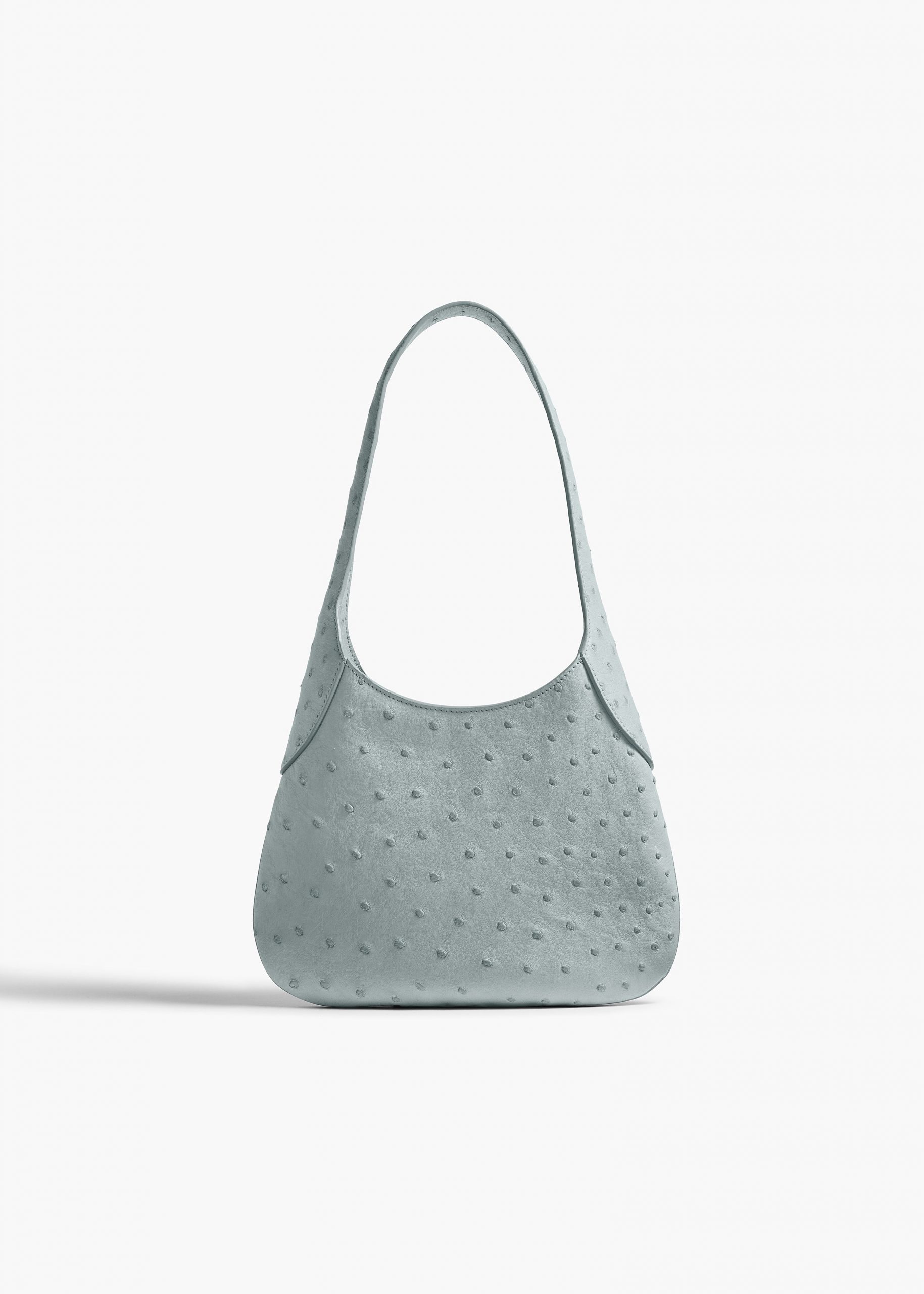 Khaite Small Joan Hobo in Frost Ostrich