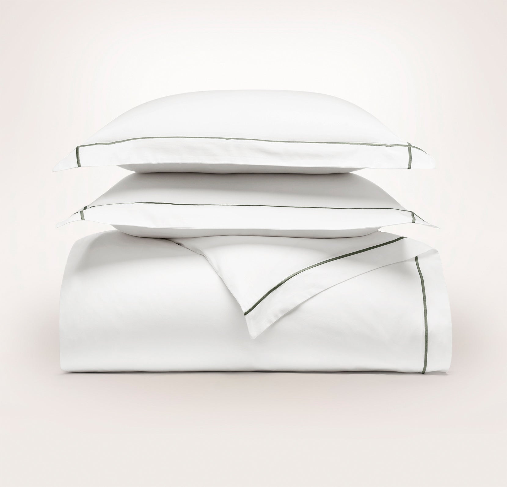 Bollandbranch Signature Embellished Duvet Set - White/Juniper Embroidered