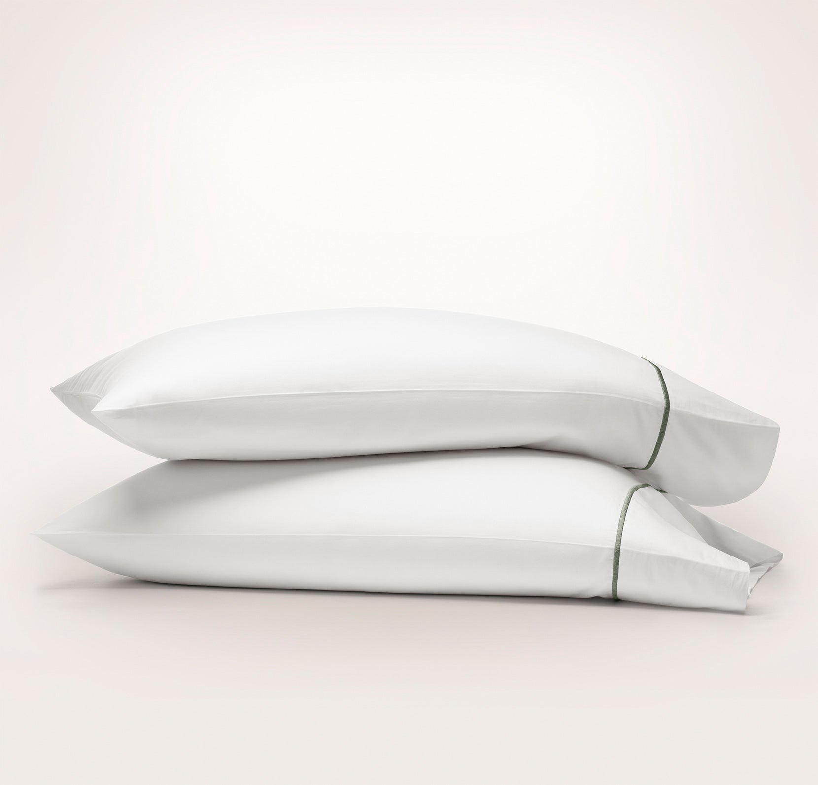 Bollandbranch Signature Embellished Pillowcase Set - White/Juniper Embroidered