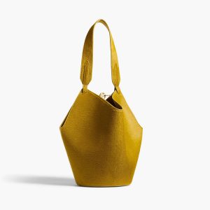 Khaite Mini Lotus Tote in Golden Olive Suede