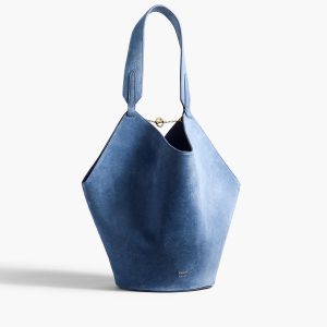 Khaite Small Lotus Tote in Cloud Iris Suede