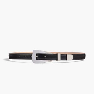 Khaite Small Lucca Belt in Black Leather with Silver