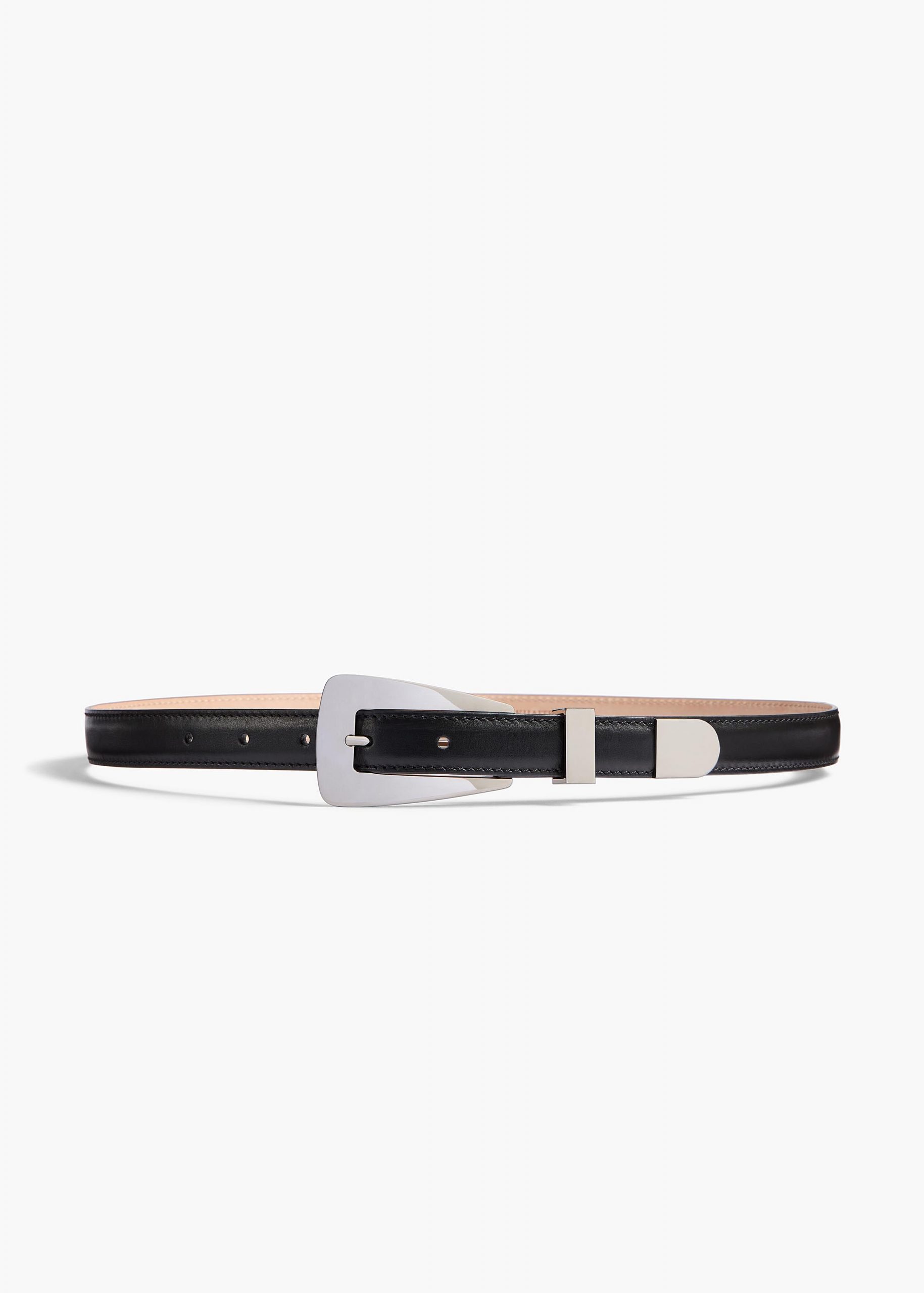 Khaite Small Lucca Belt in Black Leather with Silver