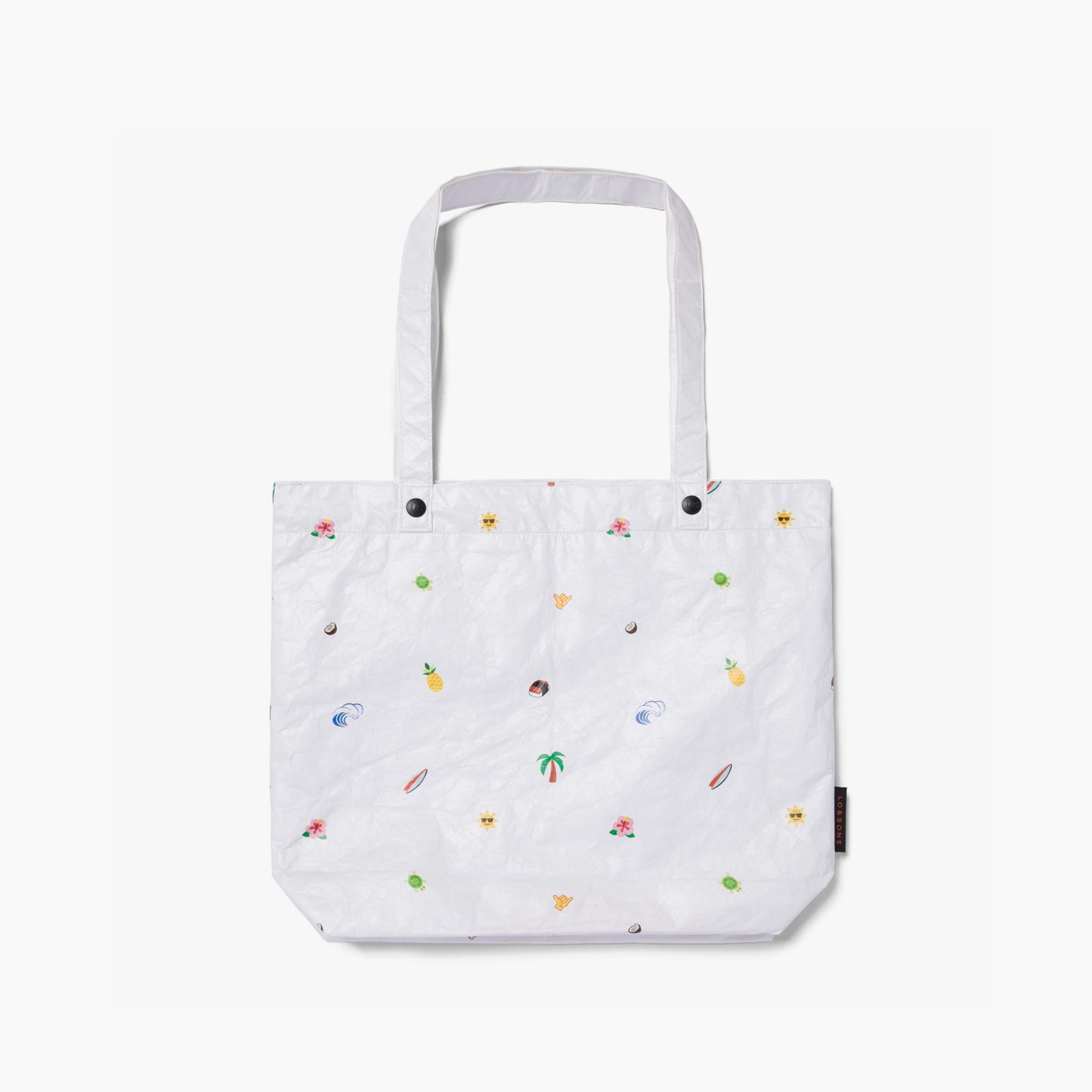 Loandsons Del Mar Packable Tote Small - Tyvek - White Hawaii Emoji