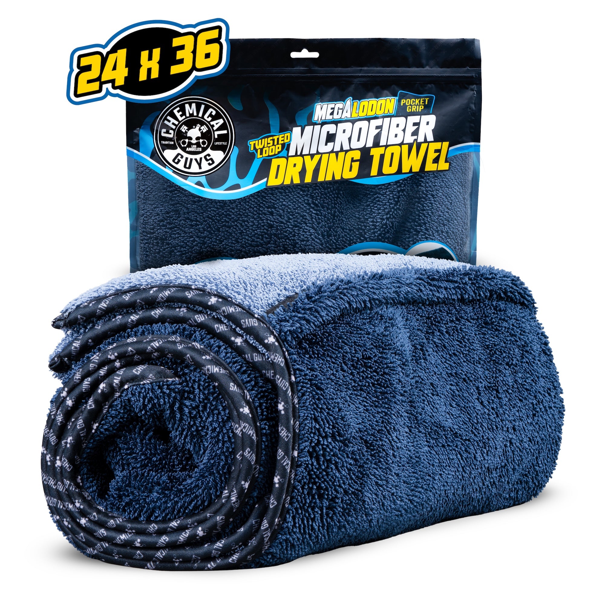 Chemical Guys Megalodon Pocket Grip Twisted Loop Microfiber Drying Towel
