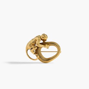 Khaite Monkey Brooch in Antique Gold