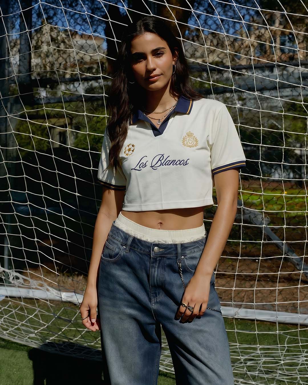 Shop Football Madrid Women's Oversized Cropped Polo