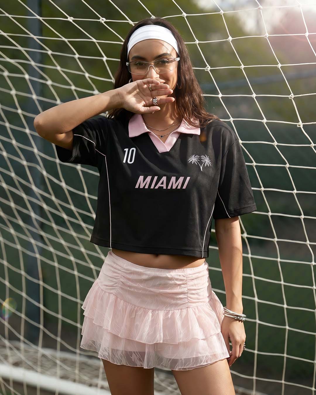 Shop Football Miami Women's Oversized Cropped Polo