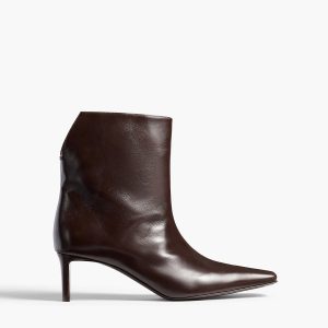 Khaite Ona Ankle Boot in Chocolate Glazed Leather