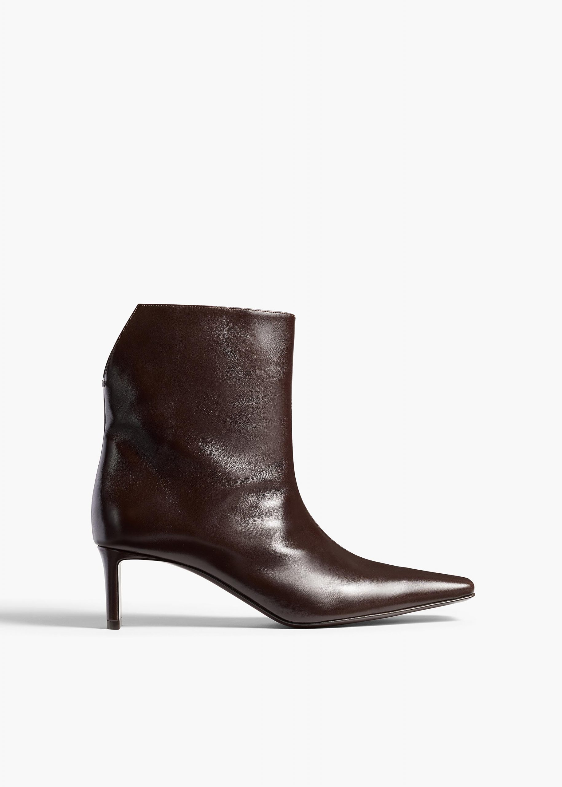 Khaite Ona Ankle Boot in Chocolate Glazed Leather
