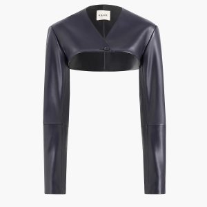 Khaite Onno Jacket in Dark Navy Leather