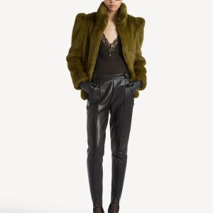 Balmain Pantalon fuseau en cuir d'agneau