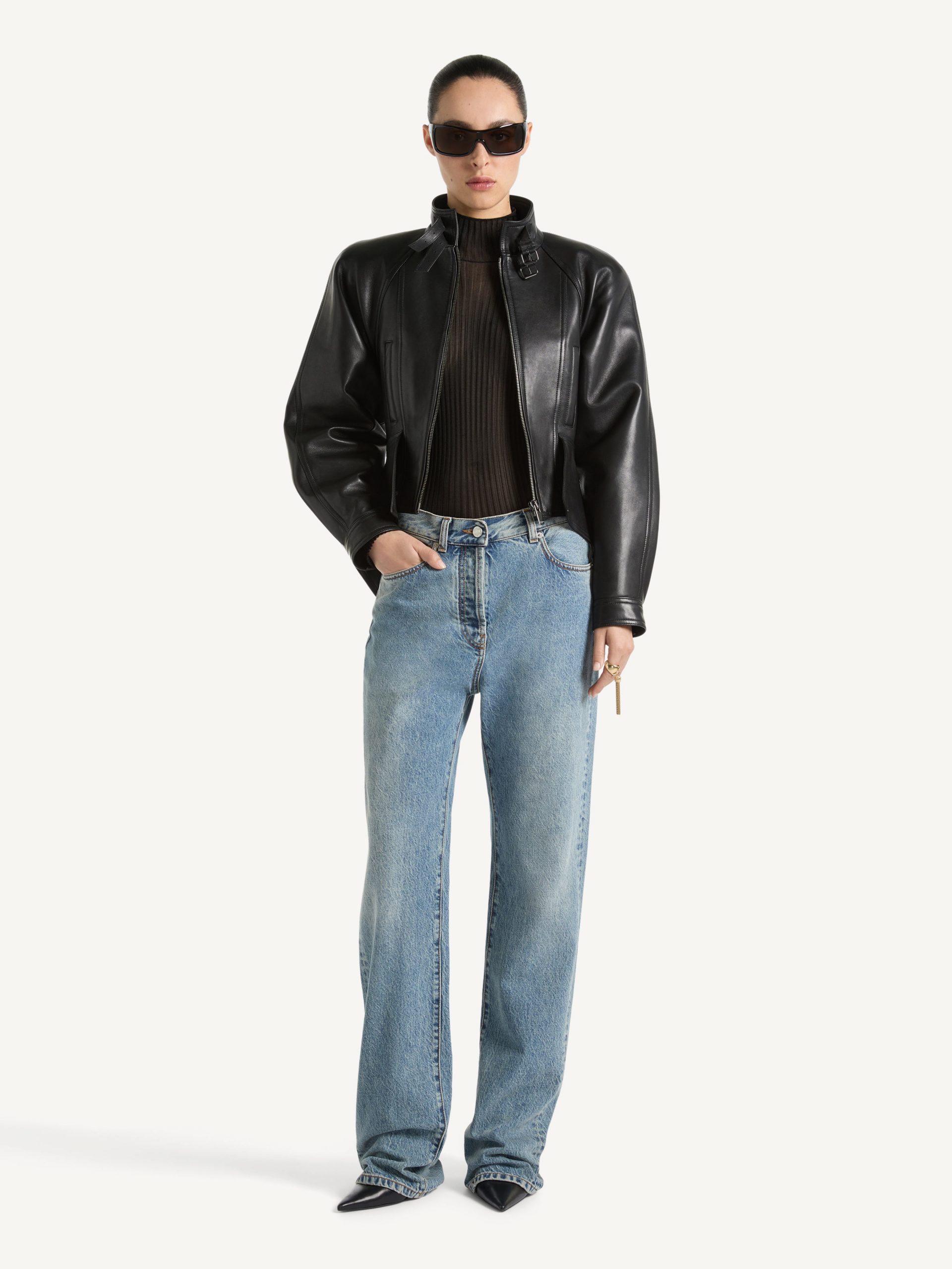 Balmain Jean droit en denim délavé