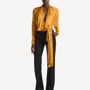 Balmain Pantalon taille basse en satin de laine