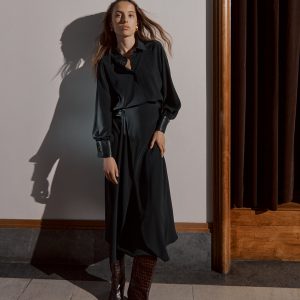 Cuyana Silk Leather Cuff Shirt