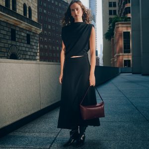 Cuyana Ponte Pleat Front Skirt