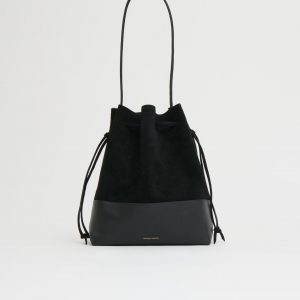Mansurgavriel Drawstring Cabas - Black Suede/Black