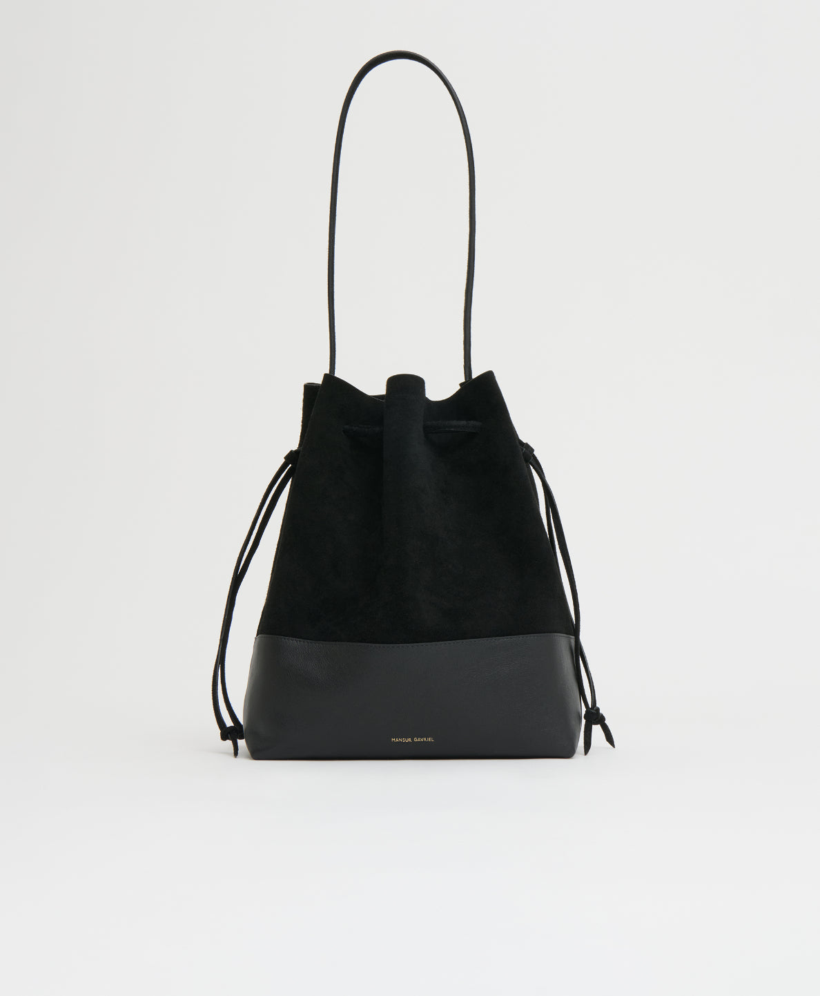 Mansurgavriel Drawstring Cabas - Black Suede/Black