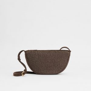 Mansurgavriel Moon Sling - Ebony Raffia/Ebony Suede