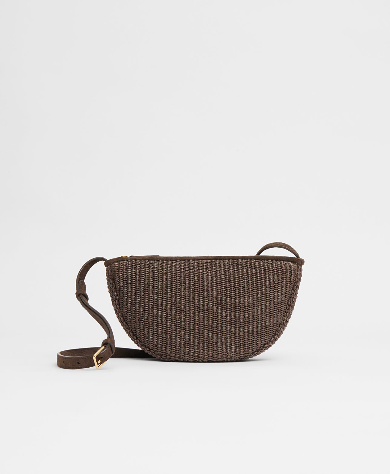 Mansurgavriel Moon Sling - Ebony Raffia/Ebony Suede