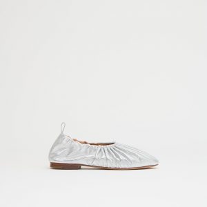 Mansurgavriel Ruched Ballerina - Crinkled Silver