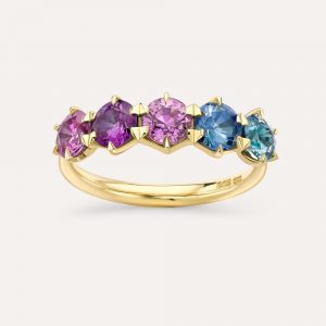 Dinny Hall Elyhara Blue & Purple Sapphire Five Stone Ring