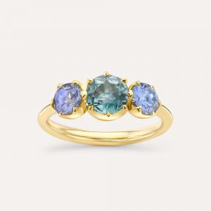 Dinny Hall Elyhara Medium Trilogy Green & Blue Sapphire Ring