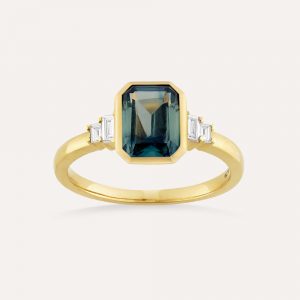 Dinny Hall Mila Teal Sapphire & Diamond Ring