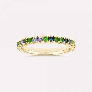 Dinny Hall Minnow Three Quarter Medium Blue Sapphire & Tsavorite Eternity Ring