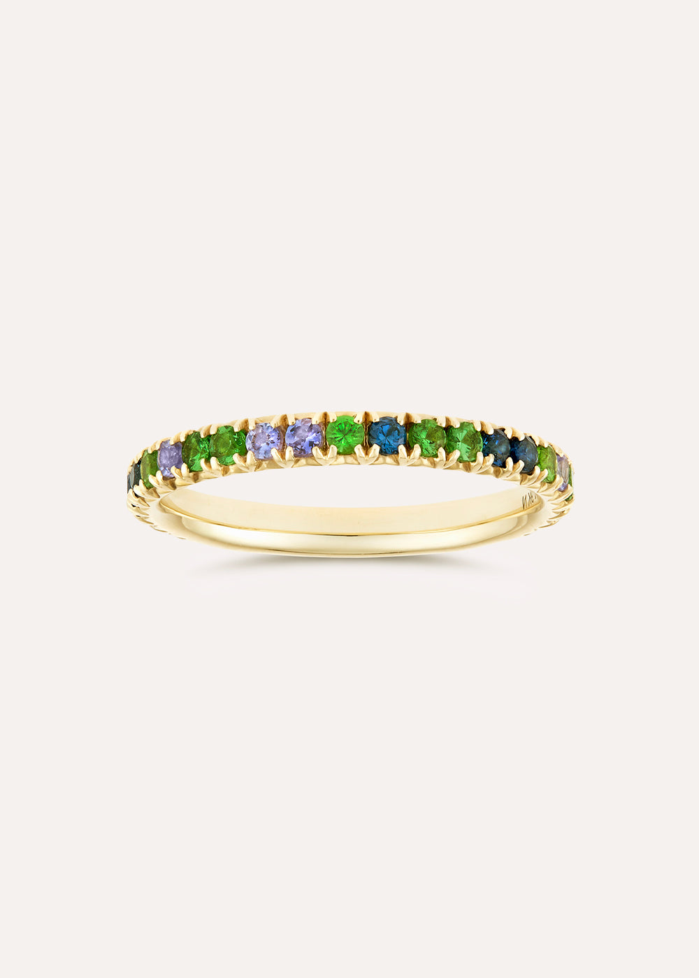 Dinny Hall Minnow Three Quarter Medium Blue Sapphire & Tsavorite Eternity Ring