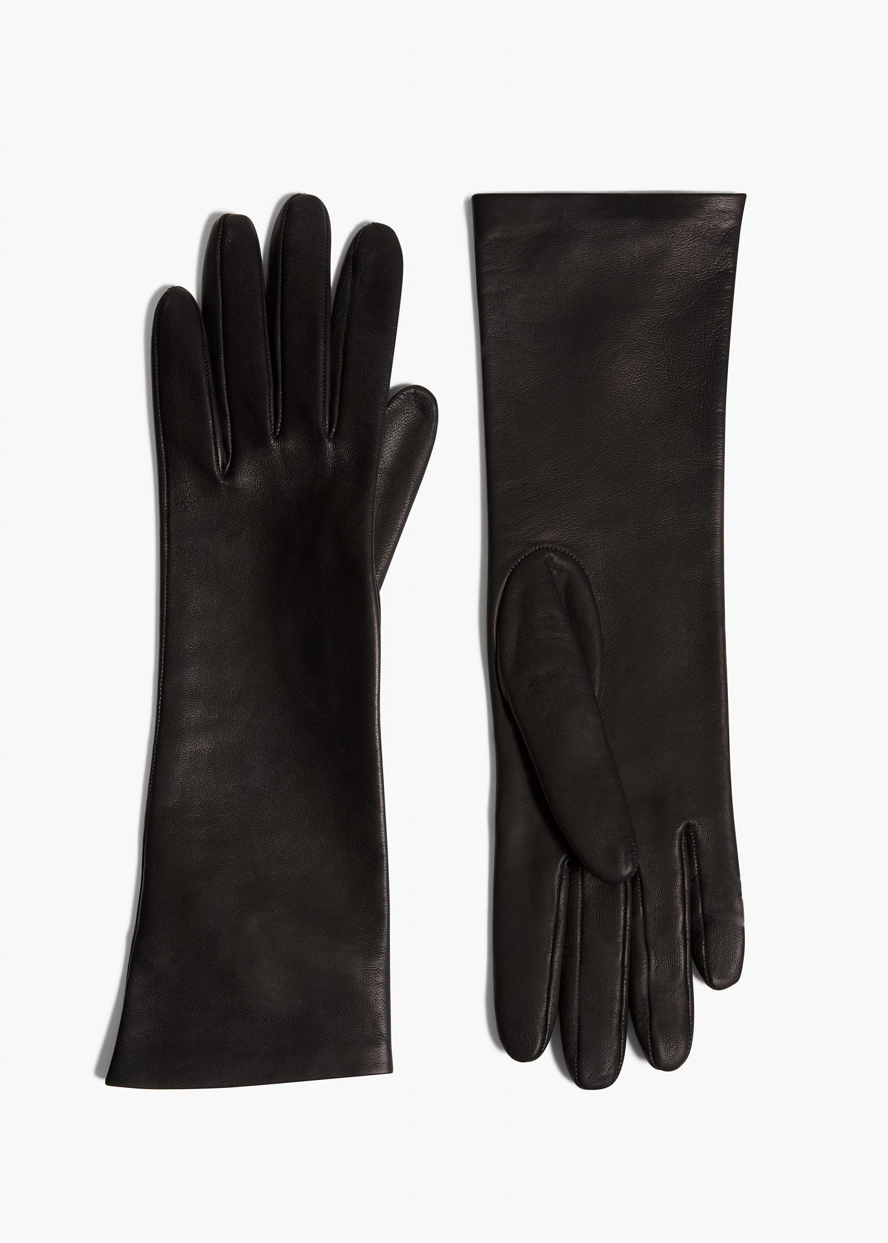 Khaite Remo Mid-Length Gloves in Black Leather
