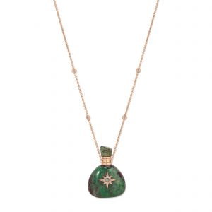 Jacquie Aiche Medium Triangle Pave Shining Star Chrysocolla Potion Bottle Necklace
