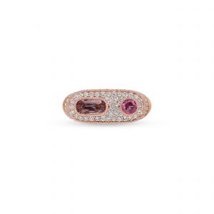 Jacquie Aiche Pink Tourmaline Oval + Round Pavé Diamond Ring