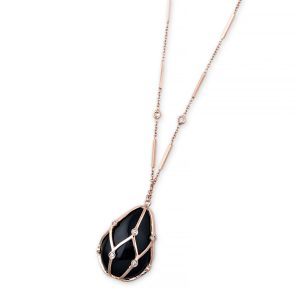 Jacquie Aiche Caged Onyx Smooth Bar Necklace