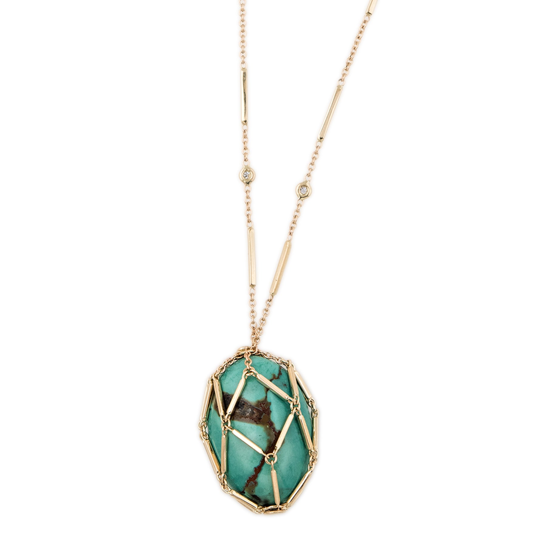 Jacquie Aiche Caged Turquoise Smooth Bar Necklace