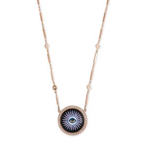 Jacquie Aiche Onyx Blue Gold Eye Mini Smooth Bar Necklace