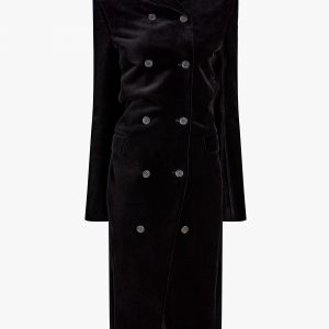 Khaite Rolon Coat in Black Velvet