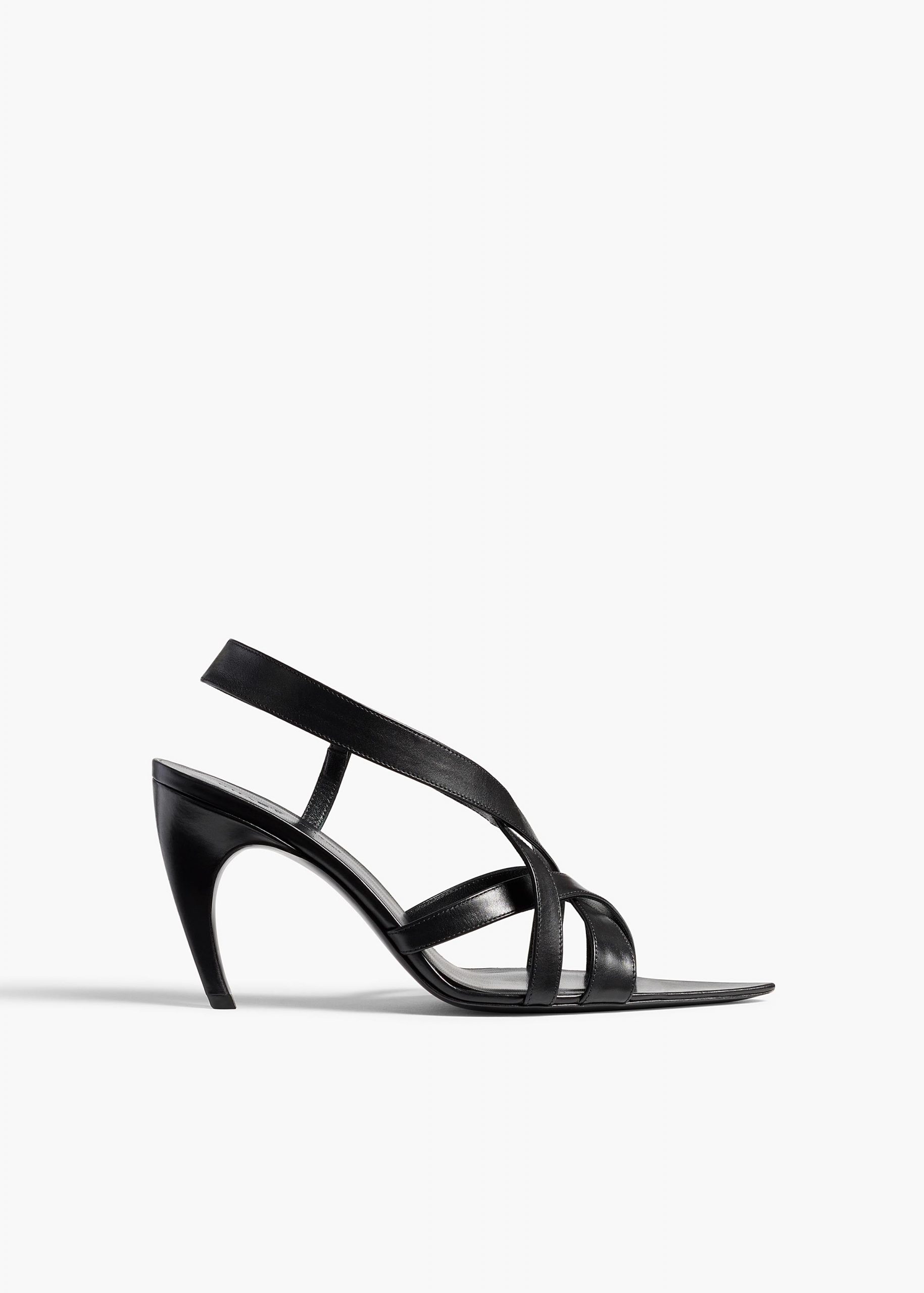 Khaite Sadie Sandal in Black Glazed Leather