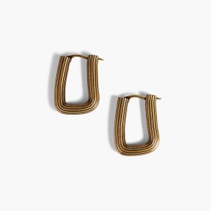 Khaite Santa Fe Rectangular Earrings in Antique Gold