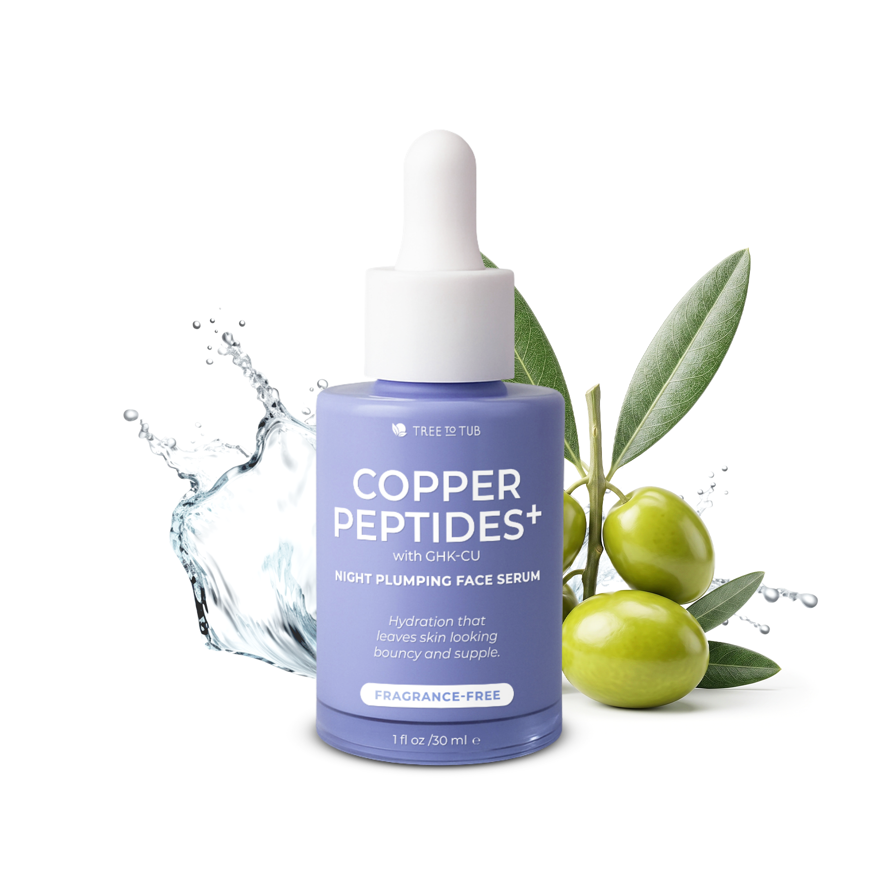 Grove Copper Peptides Face Serum with Multi-Peptides, Triple Hyaluronic Acid & Squalane – Lightw