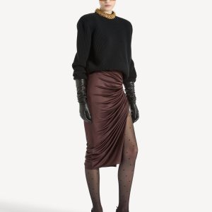 Balmain Jupe mi-longue fendue en jersey fluide