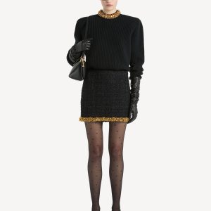 Balmain Jupe courte à galon brodé en tweed
