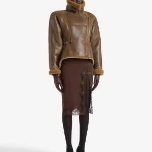 Balmain Jupe mi-longue en maille et dentelle