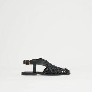 Mansurgavriel Woven Sandal - Black
